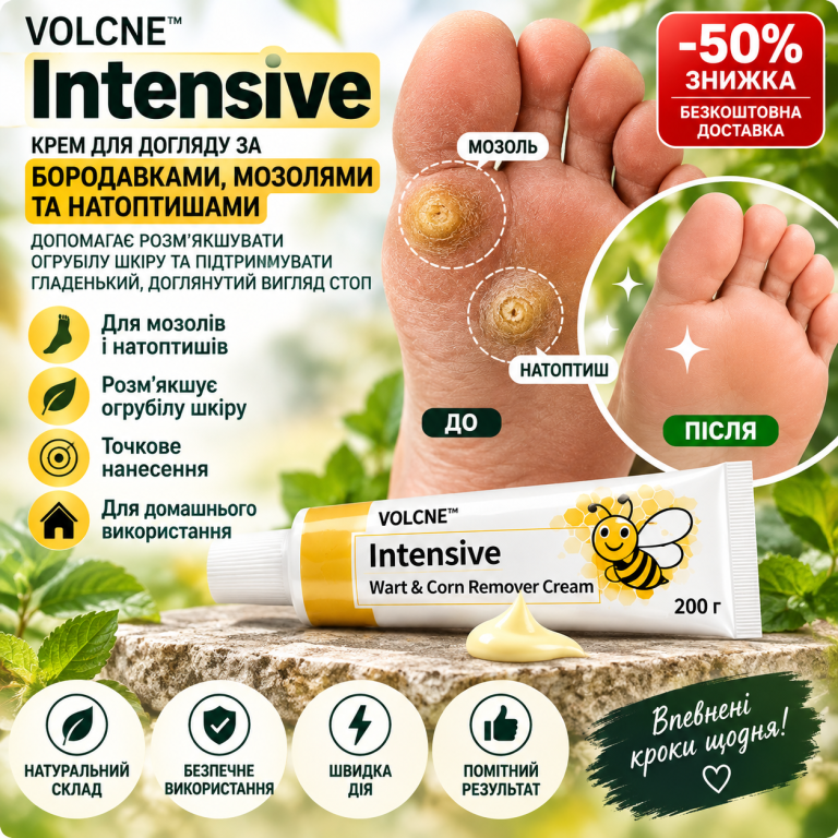 VOLCNE™ Intensive — крем для догляду за мозолями та натоптишами